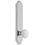 Grandeur Arc Solid Brass Tall Plate Rose Passage Door Knob Set with Hyde Park Knob and 2-3/8" Backset Bright Chrome