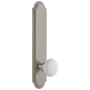 Grandeur Arc Solid Brass Tall Plate Rose Passage Door Knob Set with Hyde Park Knob and 2-3/8" Backset Satin Nickel