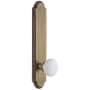 Grandeur Arc Solid Brass Tall Plate Rose Passage Door Knob Set with Hyde Park Knob and 2-3/8" Backset Vintage Brass