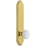 Grandeur Arc Solid Brass Tall Plate Rose Passage Door Knob Set with Hyde Park Knob and 2-3/8" Backset Lifetime Brass