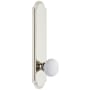 Grandeur Arc Solid Brass Tall Plate Rose Passage Door Knob Set with Hyde Park Knob and 2-3/8" Backset Polished Nickel