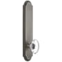 Grandeur Arc Solid Brass Tall Plate Rose Passage Door Knob Set with Provence Crystal Knob and 2-3/8" Backset Antique Pewter