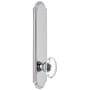 Grandeur Arc Solid Brass Tall Plate Rose Passage Door Knob Set with Provence Crystal Knob and 2-3/8" Backset Bright Chrome