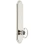 Grandeur Arc Solid Brass Tall Plate Rose Passage Door Knob Set with Provence Crystal Knob and 2-3/8" Backset Polished Nickel
