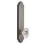 Grandeur Arc Solid Brass Tall Plate Rose Passage Door Knob Set with Biarritz Crystal Knob and 2-3/8" Backset Antique Pewter