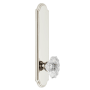 Grandeur Arc Solid Brass Tall Plate Rose Passage Door Knob Set with Biarritz Crystal Knob and 2-3/8" Backset Polished Nickel