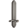 Grandeur Arc Solid Brass Tall Plate Rose Right Handed Dummy Door Lever with Portofino Lever Antique Pewter