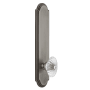 Grandeur Arc Solid Brass Tall Plate Rose Dummy Door Knob Set with Burgundy Crystal Knob Antique Pewter