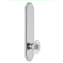 Grandeur Arc Solid Brass Tall Plate Rose Dummy Door Knob Set with Burgundy Crystal Knob Bright Chrome