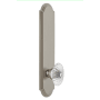 Grandeur Arc Solid Brass Tall Plate Rose Dummy Door Knob Set with Burgundy Crystal Knob Satin Nickel