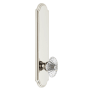 Grandeur Arc Solid Brass Tall Plate Rose Dummy Door Knob Set with Burgundy Crystal Knob Polished Nickel
