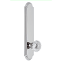 Grandeur Arc Solid Brass Tall Plate Rose Right Handed Privacy Door Knob Set with Fontainebleau Crystal Knob and 2-3/8" Backset Bright Chrome