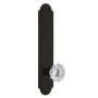 Grandeur Arc Solid Brass Tall Plate Rose Right Handed Privacy Door Knob Set with Fontainebleau Crystal Knob and 2-3/8" Backset Timeless Bronze