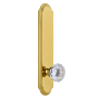 Grandeur Arc Solid Brass Tall Plate Rose Right Handed Privacy Door Knob Set with Fontainebleau Crystal Knob and 2-3/8" Backset Lifetime Brass