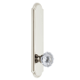 Grandeur Arc Solid Brass Tall Plate Rose Right Handed Privacy Door Knob Set with Fontainebleau Crystal Knob and 2-3/8" Backset Polished Nickel