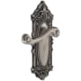 Grandeur Grande Victorian Solid Brass Rose Right Handed Passage Door Lever Set with Newport Lever and 2-3/8" Backset Antique Pewter