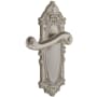 Grandeur Grande Victorian Solid Brass Rose Right Handed Passage Door Lever Set with Newport Lever and 2-3/8" Backset Satin Nickel