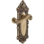 Grandeur Grande Victorian Solid Brass Rose Right Handed Passage Door Lever Set with Newport Lever and 2-3/8" Backset Vintage Brass