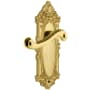 Grandeur Grande Victorian Solid Brass Rose Right Handed Passage Door Lever Set with Newport Lever and 2-3/8" Backset Lifetime Brass
