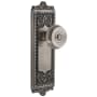 Grandeur Windsor Solid Brass Rose Dummy Door Knob Set with Bouton Knob Antique Pewter