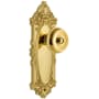 Grandeur Grande Victorian Solid Brass Rose Privacy Door Knob Set with Bouton Knob and 2-3/8" Backset Polished Brass