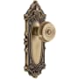 Grandeur Grande Victorian Solid Brass Rose Privacy Door Knob Set with Bouton Knob and 2-3/8" Backset Vintage Brass