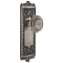 Grandeur Windsor Solid Brass Rose Dummy Door Knob Set with Circulaire Knob Antique Pewter