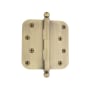 Grandeur Solid Brass 4 x 4" Plain Bearing 5/8" Radius Corner Mortise Door Hinge with Ball Finial - Single Hinge Vintage Brass