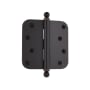 Grandeur Solid Brass 4 x 4" Plain Bearing 5/8" Radius Corner Mortise Door Hinge with Ball Finial - Single Hinge Timeless Bronze