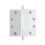 Grandeur 4.5 x 4.5 Inch Plain Bearing Square Corner Mortise Door Hinge with Ball Finial - Single Hinge Bright Chrome