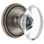 Grandeur Soleil Solid Brass Rose Passage Door Knob Set with Provence Crystal Knob and 2-3/8" Backset Antique Pewter