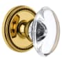 Grandeur Soleil Solid Brass Rose Passage Door Knob Set with Provence Crystal Knob and 2-3/8" Backset Polished Brass