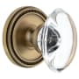 Grandeur Soleil Solid Brass Rose Passage Door Knob Set with Provence Crystal Knob and 2-3/8" Backset Vintage Brass