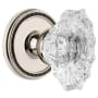 Grandeur Soleil Solid Brass Rose Passage Door Knob Set with Biarritz Crystal Knob and 2-3/8" Backset Polished Nickel