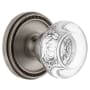 Grandeur Soleil Solid Brass Rose Single Dummy Door Knob with Bordeaux Crystal Knob Antique Pewter