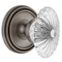 Grandeur Soleil Solid Brass Rose Single Dummy Door Knob with Burgundy Crystal Knob Antique Pewter