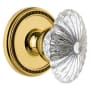 Grandeur Soleil Solid Brass Rose Single Dummy Door Knob with Burgundy Crystal Knob Polished Brass