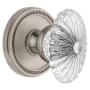 Grandeur Soleil Solid Brass Rose Single Dummy Door Knob with Burgundy Crystal Knob Satin Nickel