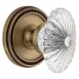 Grandeur Soleil Solid Brass Rose Single Dummy Door Knob with Burgundy Crystal Knob Vintage Brass