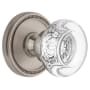 Grandeur Soleil Solid Brass Dummy Door Knob Set with Bordeaux Crystal Knob Satin Nickel