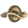 Grandeur Soleil Solid Brass Left Handed Privacy Door Lever Set with Portofino Lever and 2-3/8" Backset Vintage Brass