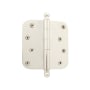 Grandeur Solid Brass 4 x 4" Plain Bearing 5/8" Radius Corner Mortise Door Hinge with Ball Finial - Single Hinge Polished Nickel