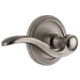 Grandeur Circulaire Solid Brass Rose Left Handed Passage Door Lever Set with Bellagio Lever and 2-3/8" Backset Antique Pewter