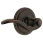 Grandeur Circulaire Solid Brass Rose Left Handed Passage Door Lever Set with Bellagio Lever and 2-3/8" Backset Timeless Bronze