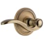 Grandeur Circulaire Solid Brass Rose Right Handed Passage Door Lever Set with Bellagio Lever and 2-3/8" Backset Vintage Brass