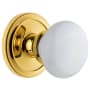 Grandeur Circulaire Solid Brass Rose Passage Door Knob Set with Hyde Park Knob and 2-3/8" Backset Polished Brass