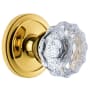 Grandeur Circulaire Solid Brass Rose Passage Door Knob Set with Fontainebleau Crystal Knob and 2-3/8" Backset Polished Brass