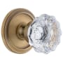 Grandeur Circulaire Solid Brass Rose Passage Door Knob Set with Fontainebleau Crystal Knob and 2-3/8" Backset Vintage Brass