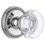 Grandeur Newport Solid Brass Rose Passage Door Knob Set with Bordeaux Crystal Knob and 2-3/8" Backset Bright Chrome