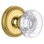 Grandeur Newport Solid Brass Rose Passage Door Knob Set with Bordeaux Crystal Knob and 2-3/8" Backset Lifetime Brass